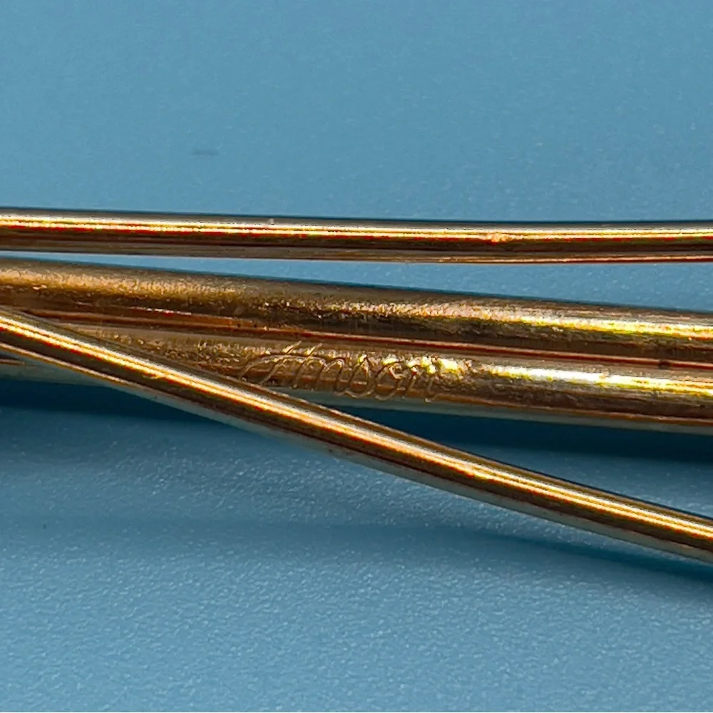 Vintage Anson Gold Tone Black Onyx Rhinestone Tie Clip with Chain Adjustable ✨